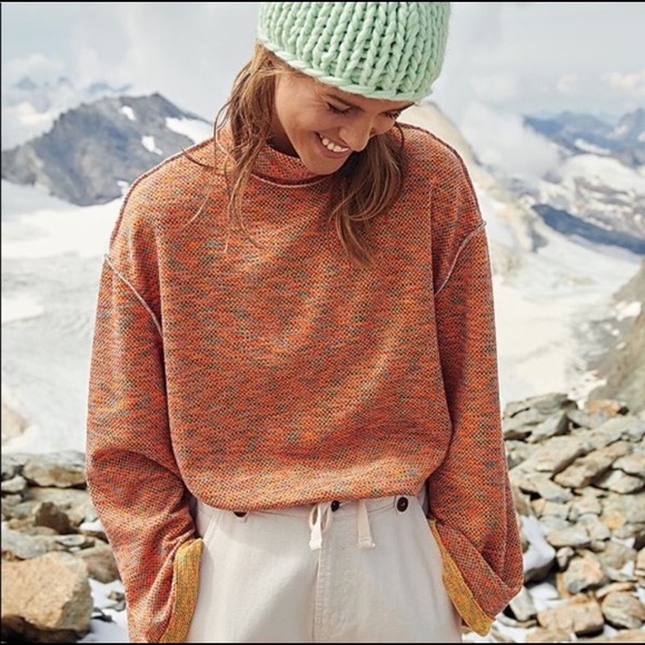 Free People Sweaters - Free People Sunny Days Turtleneck in Orange Multi